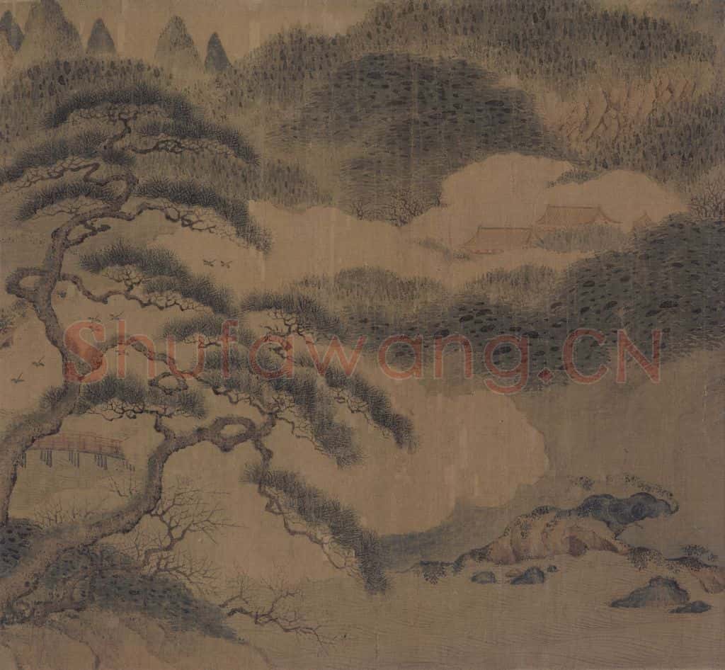 宋代 赵伯骕《万松金阙图》书画作品