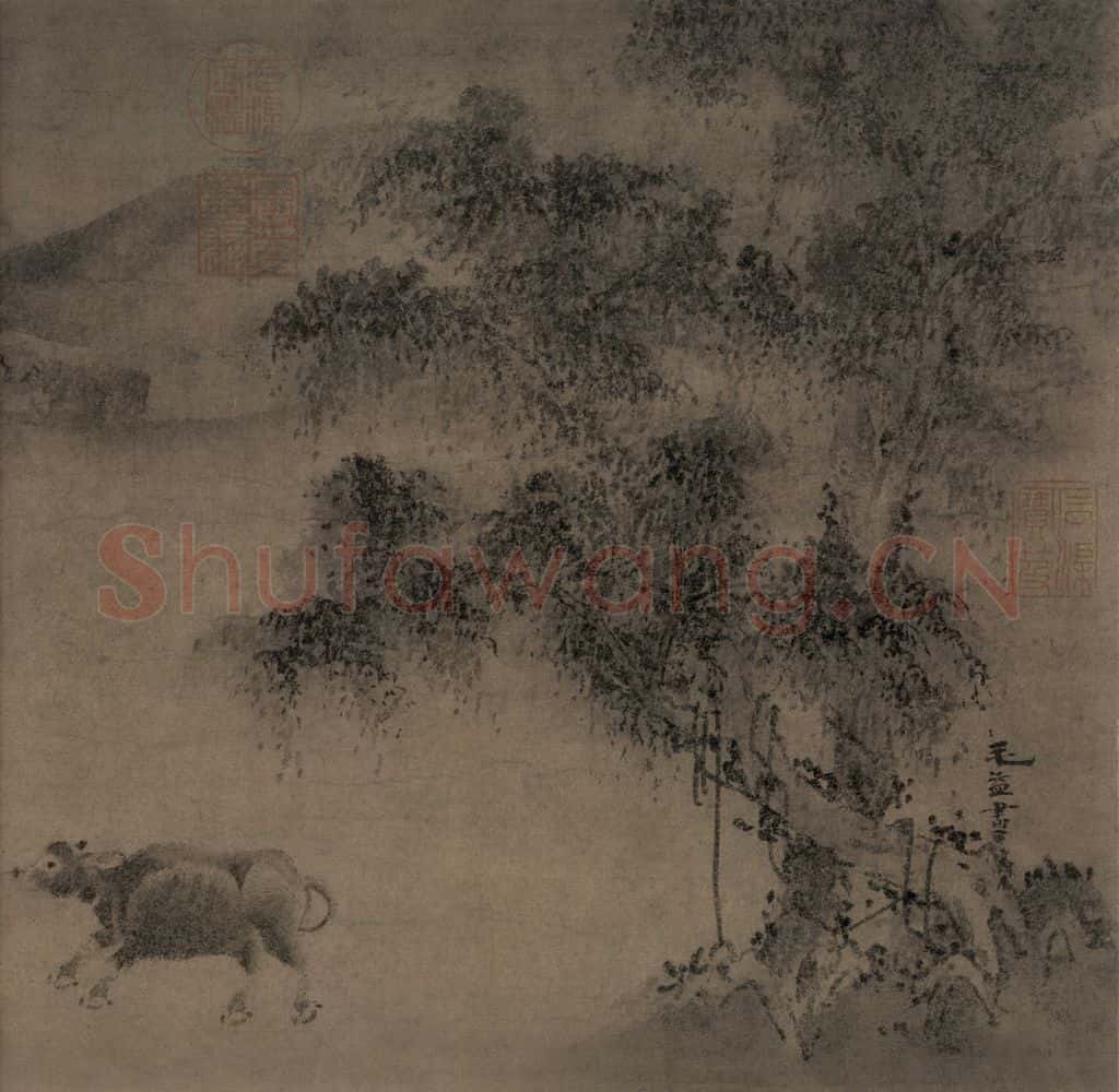 宋代 毛益《牧牛图》书画作品