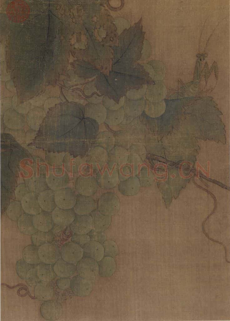 宋代 林椿《葡萄草蟲图》书画作品