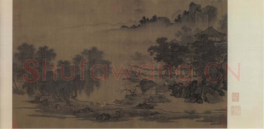 宋代 刘松年《四景山水图》书画作品