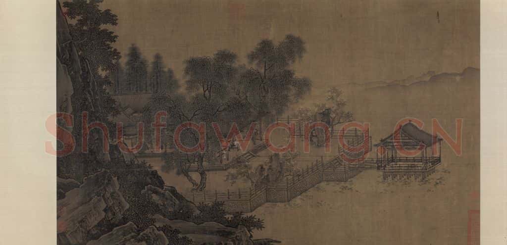 宋代 刘松年《四景山水图》书画作品