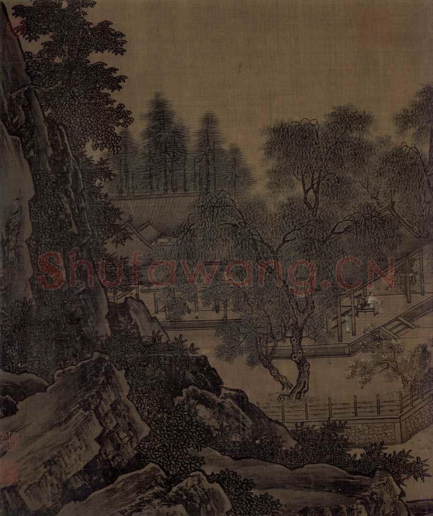 宋代 刘松年《四景山水图》书画作品