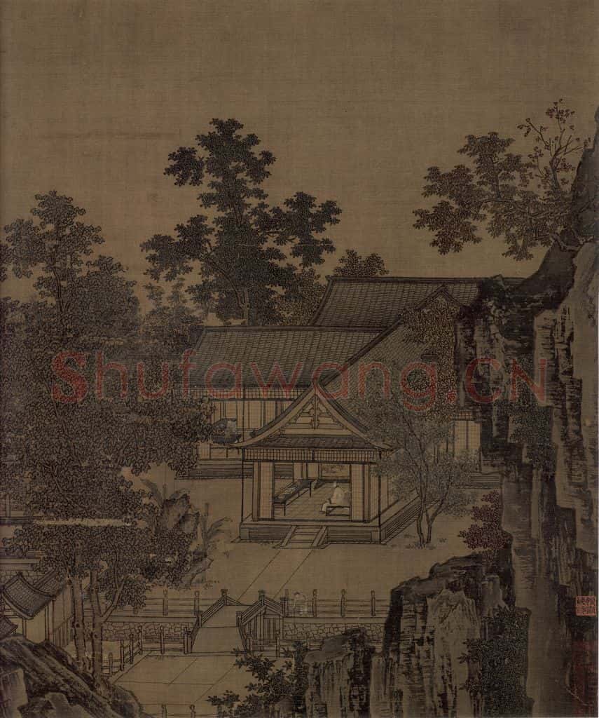 宋代 刘松年《四景山水图》书画作品