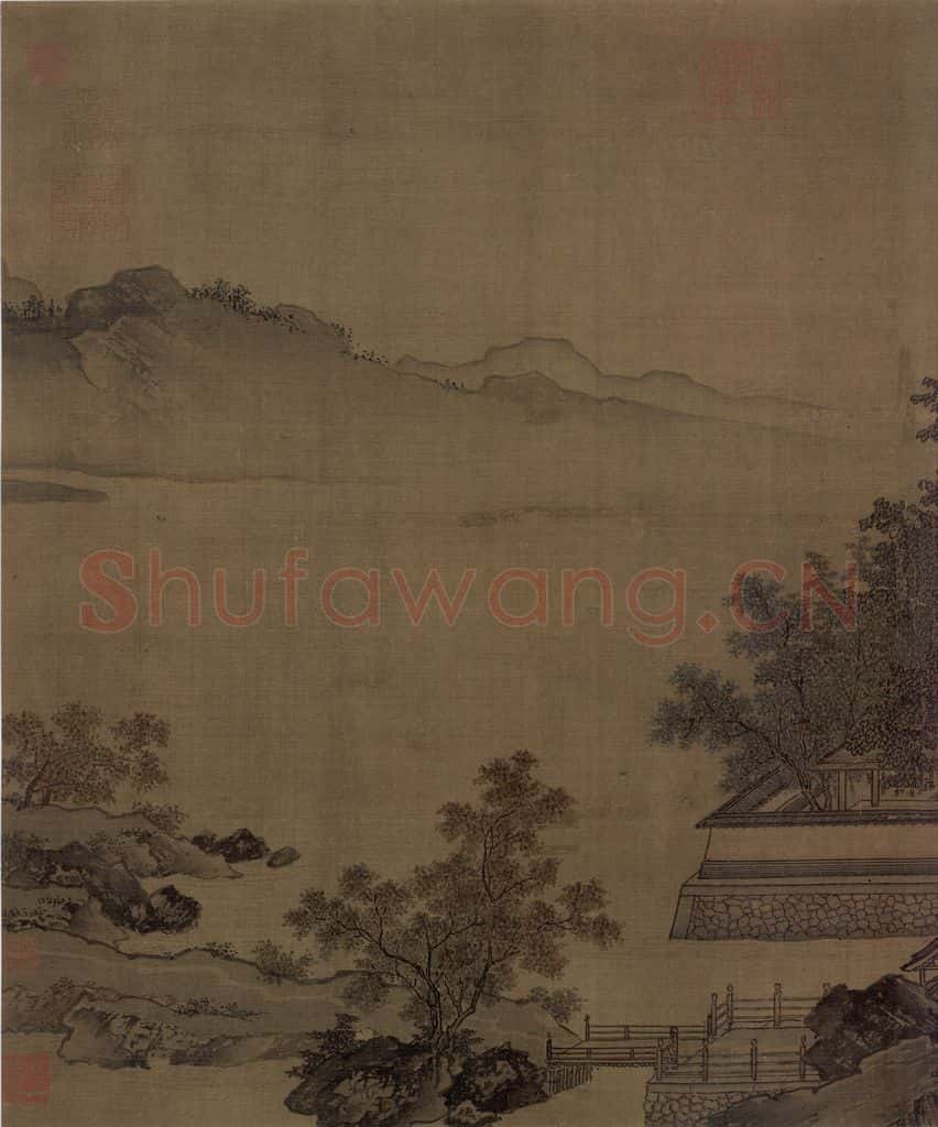 宋代 刘松年《四景山水图》书画作品