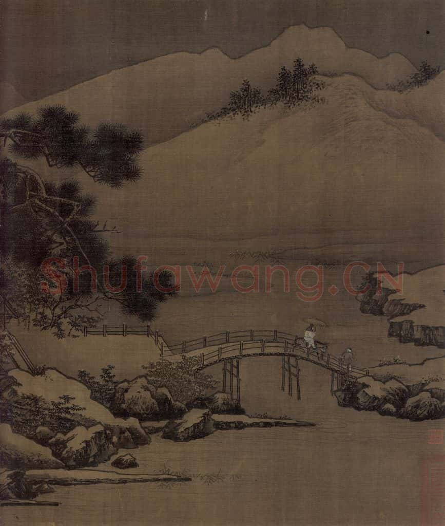 宋代 刘松年《四景山水图》书画作品