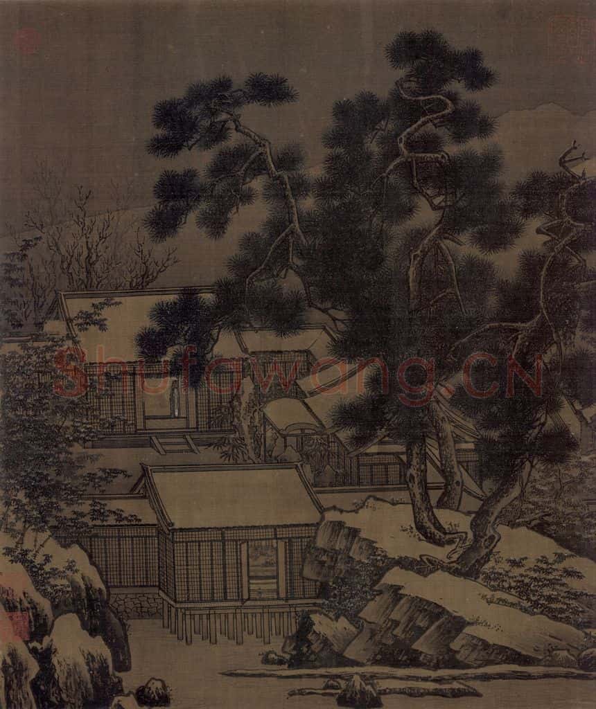 宋代 刘松年《四景山水图》书画作品