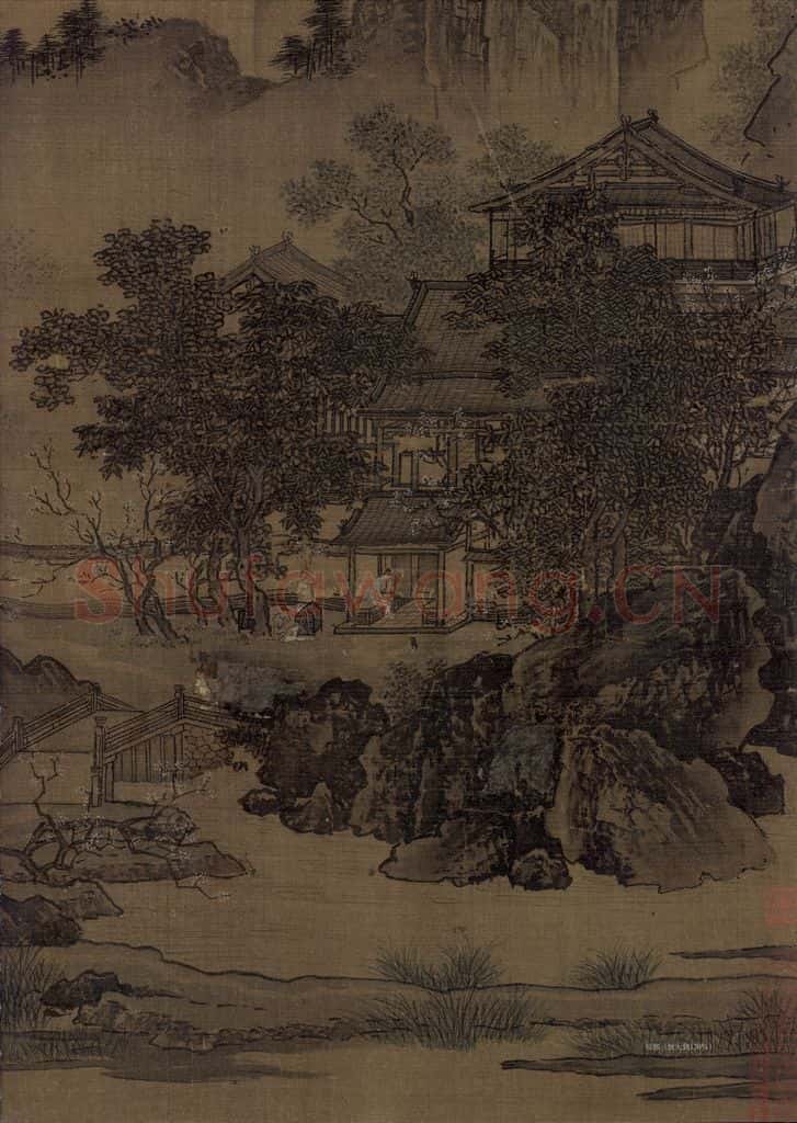 宋代 刘松年《四景山水图》书画作品