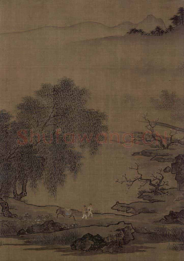 宋代 刘松年《四景山水图》书画作品