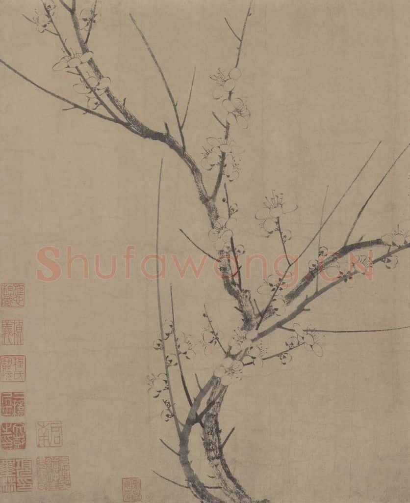 宋朝 扬无咎《四梅图》书画作品