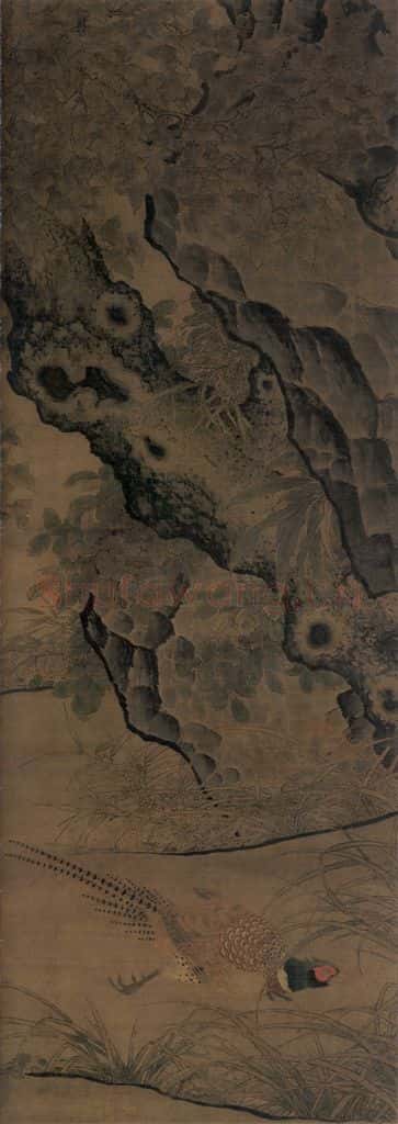 宋朝 李迪《枫鹰雉鸡图》书画作品