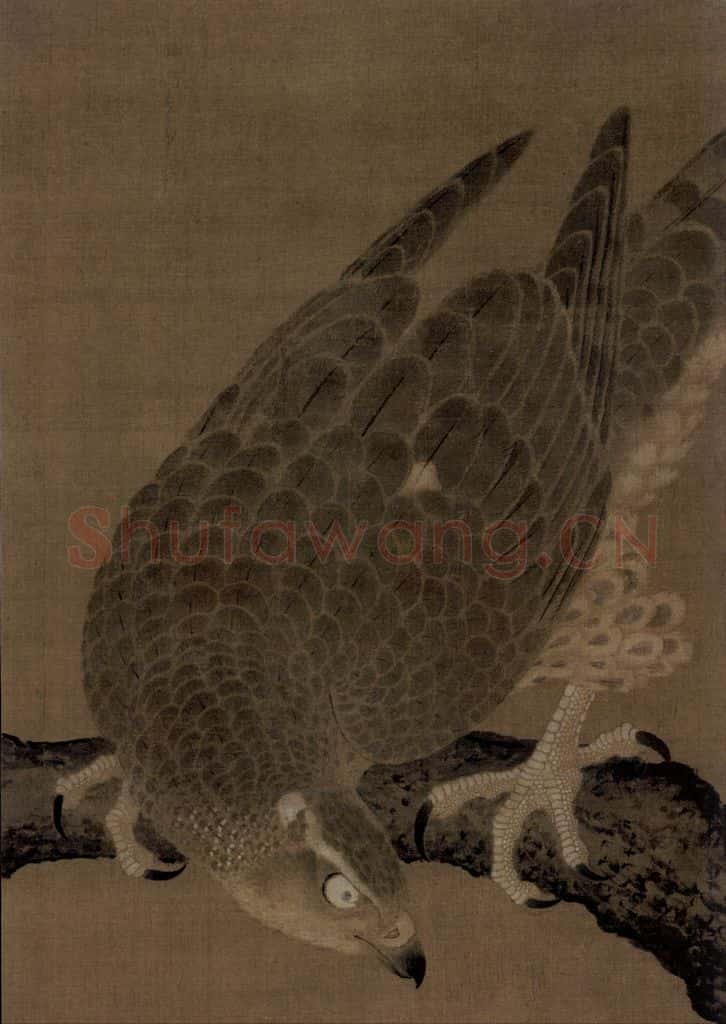 宋朝 李迪《枫鹰雉鸡图》书画作品