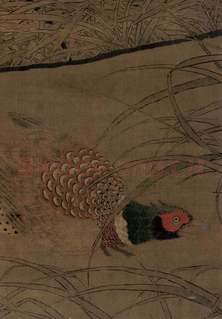 宋朝 李迪《枫鹰雉鸡图》书画作品