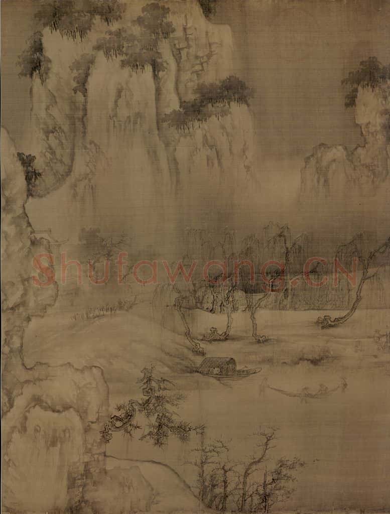 宋 王诜《渔村小雪图》书画作品