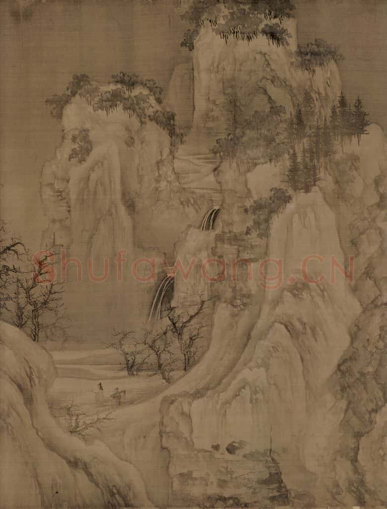 宋 王诜《渔村小雪图》书画作品