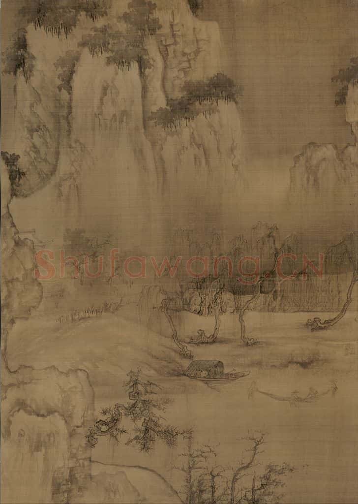 宋 王诜《渔村小雪图》书画作品