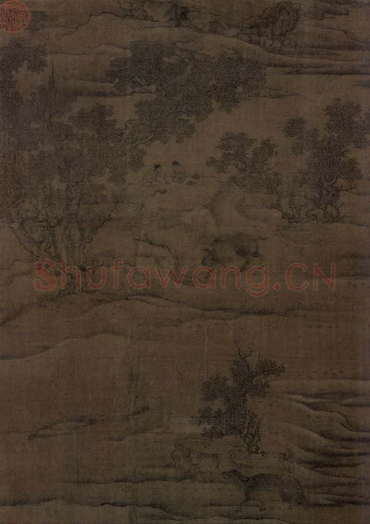 宋 祁序《江山放牧图》书画作品