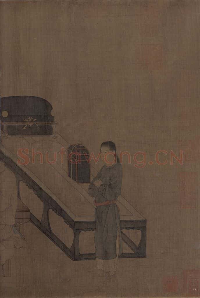 五代 周文矩《重屏会棋图》书画作品