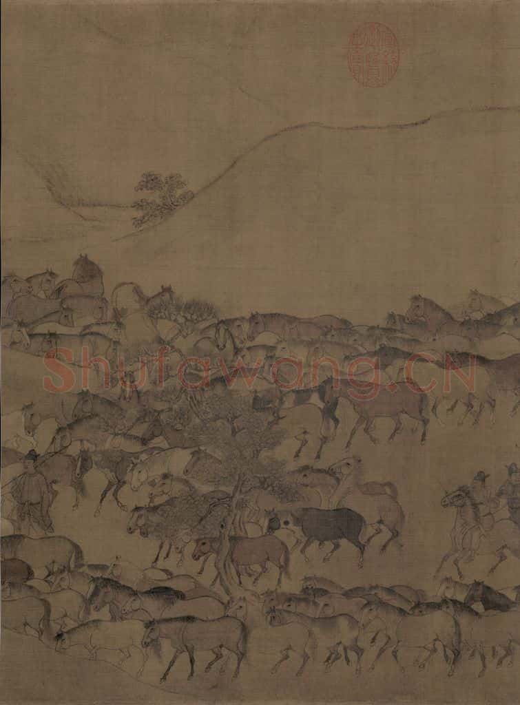 宋 李公麟《临韦偃牧放图》书画作品
