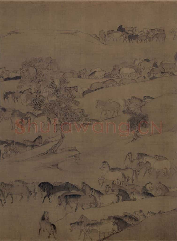 宋 李公麟《临韦偃牧放图》书画作品