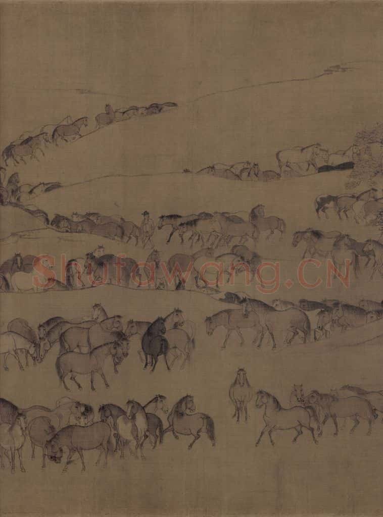 宋 李公麟《临韦偃牧放图》书画作品