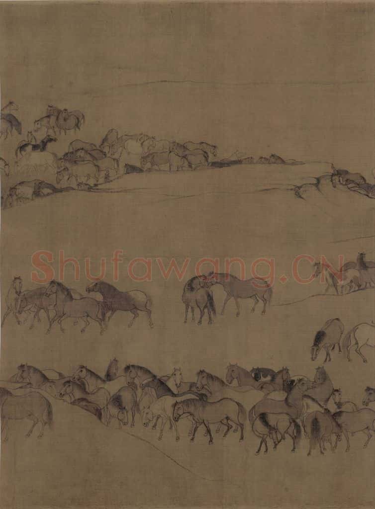 宋 李公麟《临韦偃牧放图》书画作品