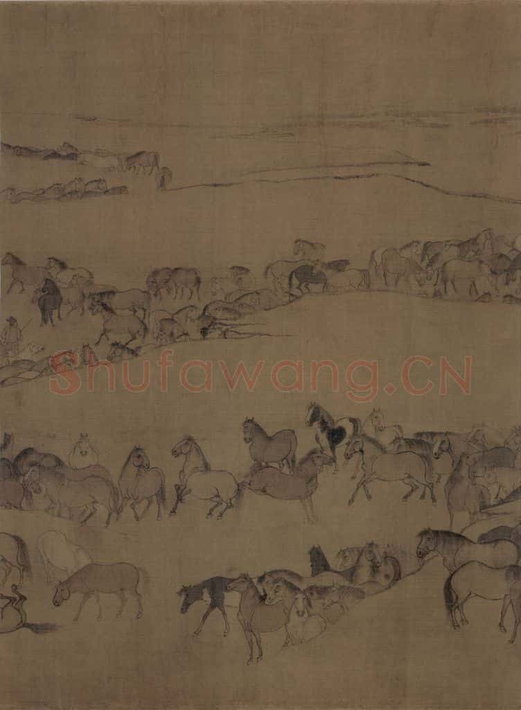 宋 李公麟《临韦偃牧放图》书画作品