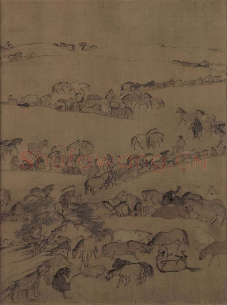 宋 李公麟《临韦偃牧放图》书画作品