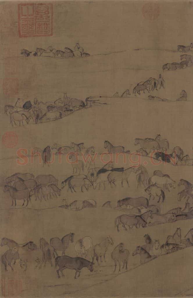 宋 李公麟《临韦偃牧放图》书画作品