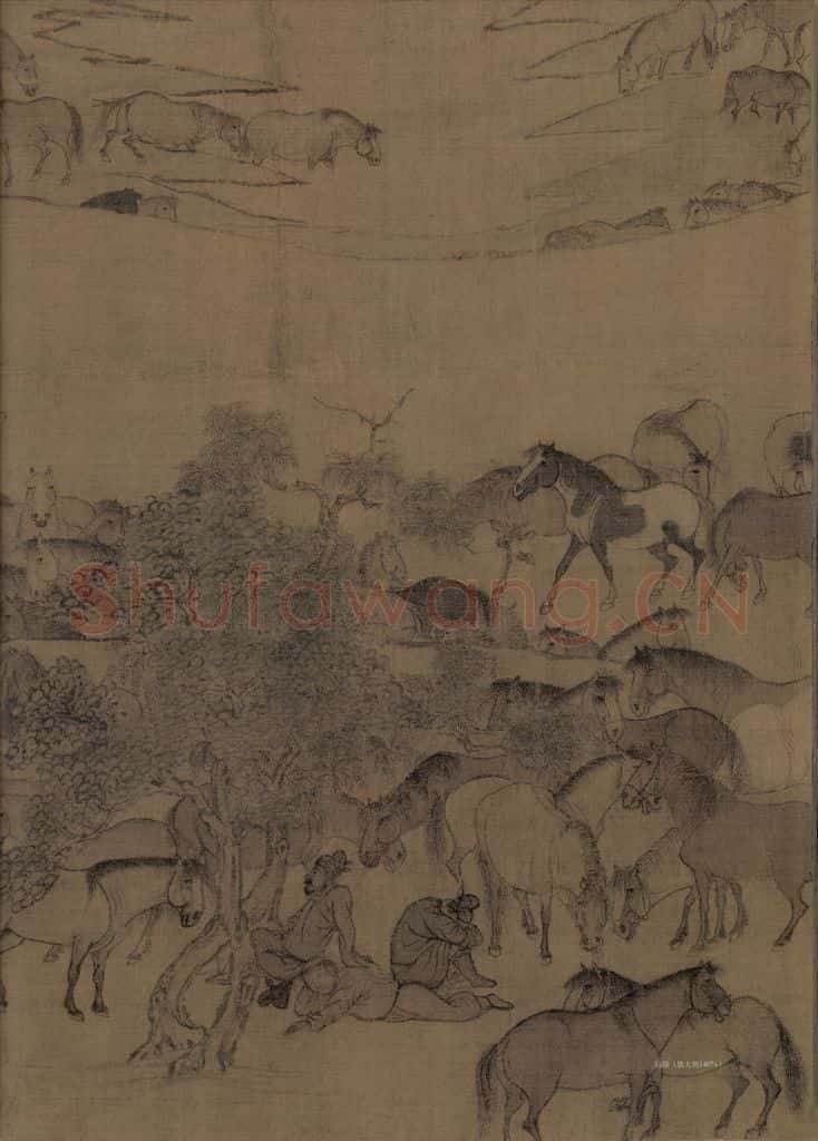 宋 李公麟《临韦偃牧放图》书画作品
