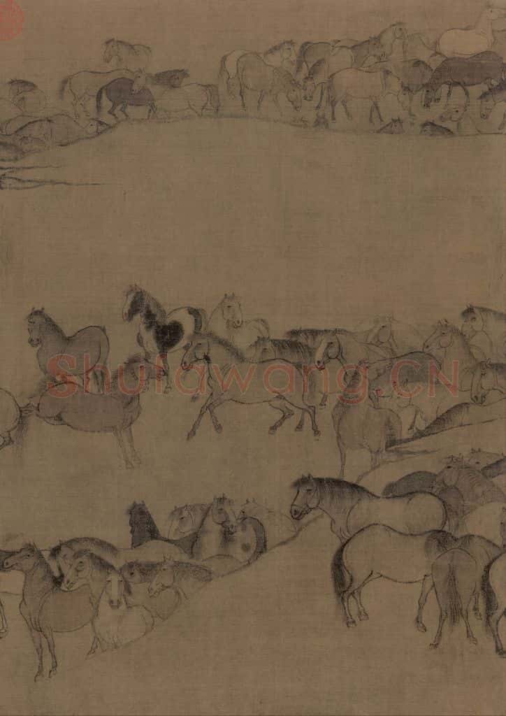 宋 李公麟《临韦偃牧放图》书画作品