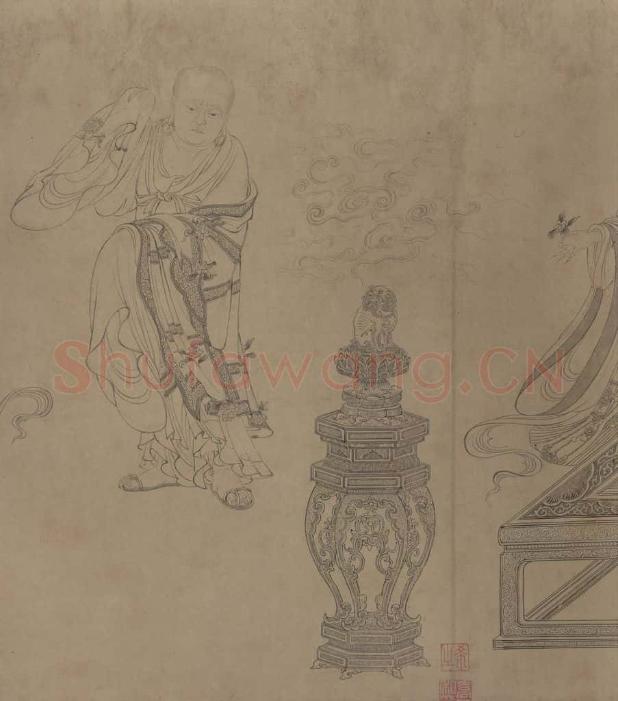 宋 李公麟《维摩演教图》书画作品