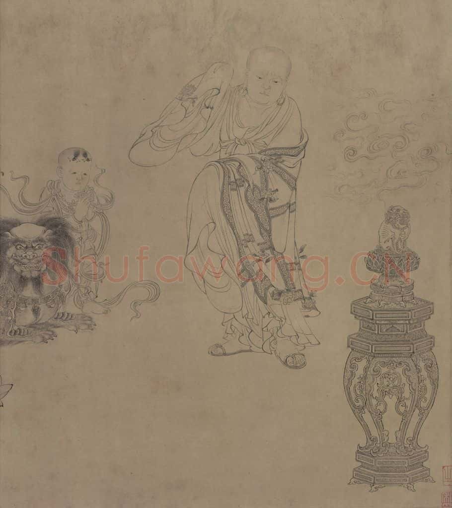 宋 李公麟《维摩演教图》书画作品