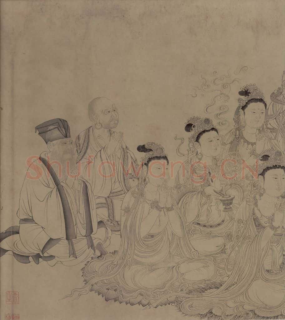 宋 李公麟《维摩演教图》书画作品