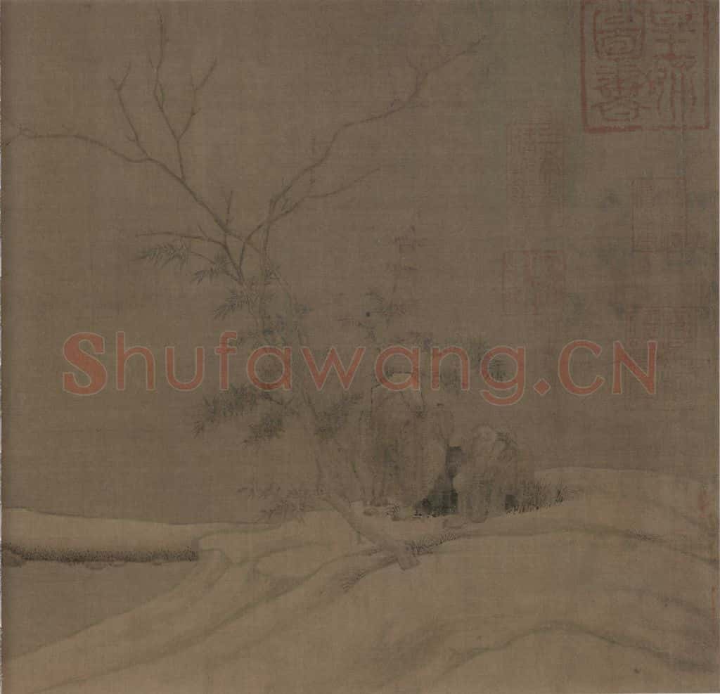 宋 梁师闵 芦汀密雪图 书画作品