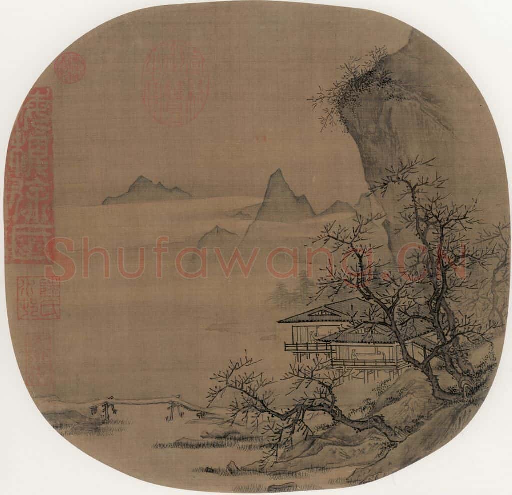 宋 佚名 溪山水阁 书画作品