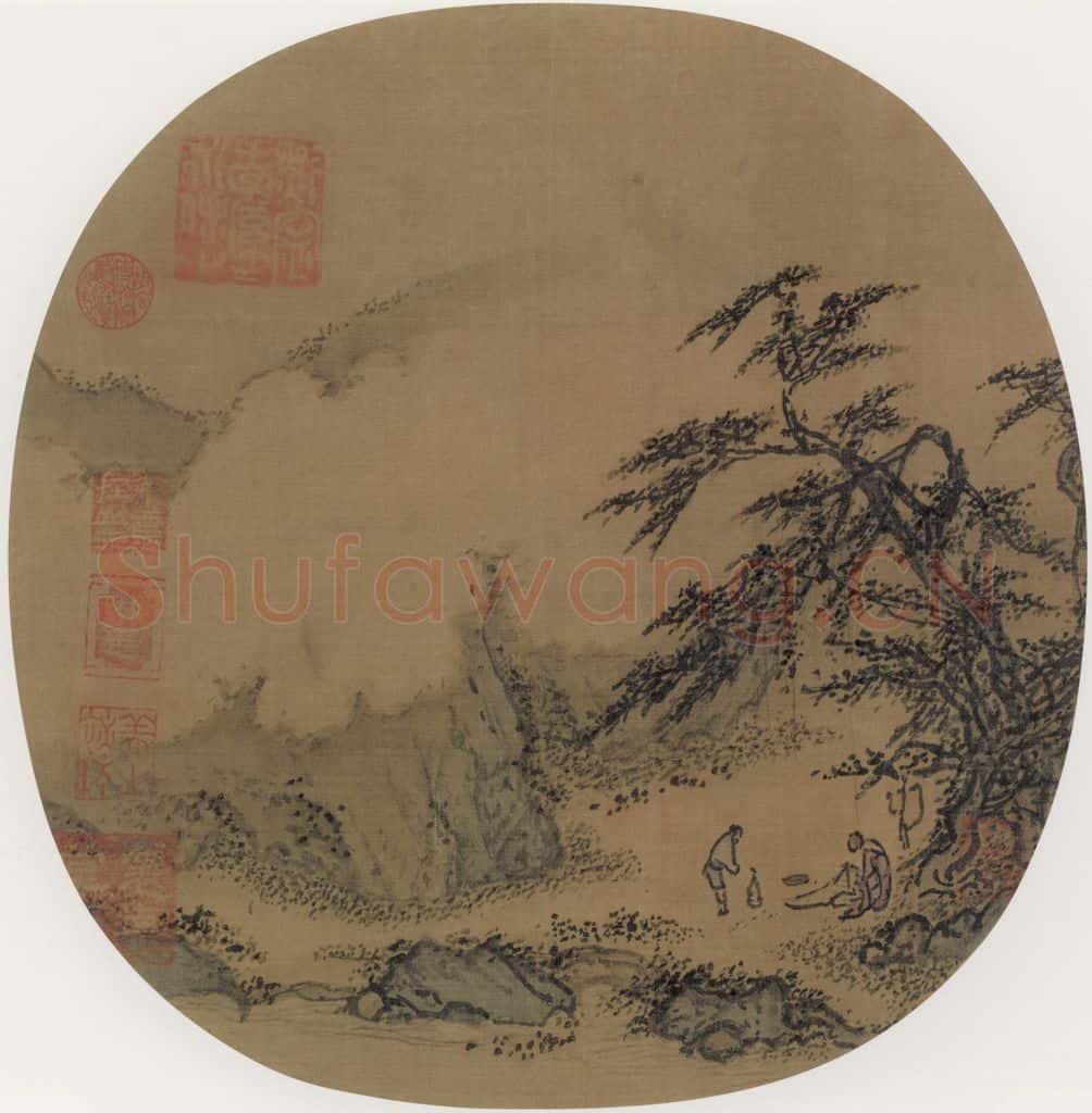 宋 佚名 松谷问道 书画作品