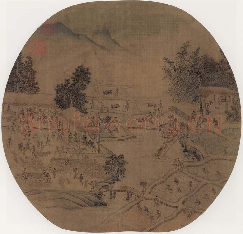 宋 佚名 耕获 书画作品