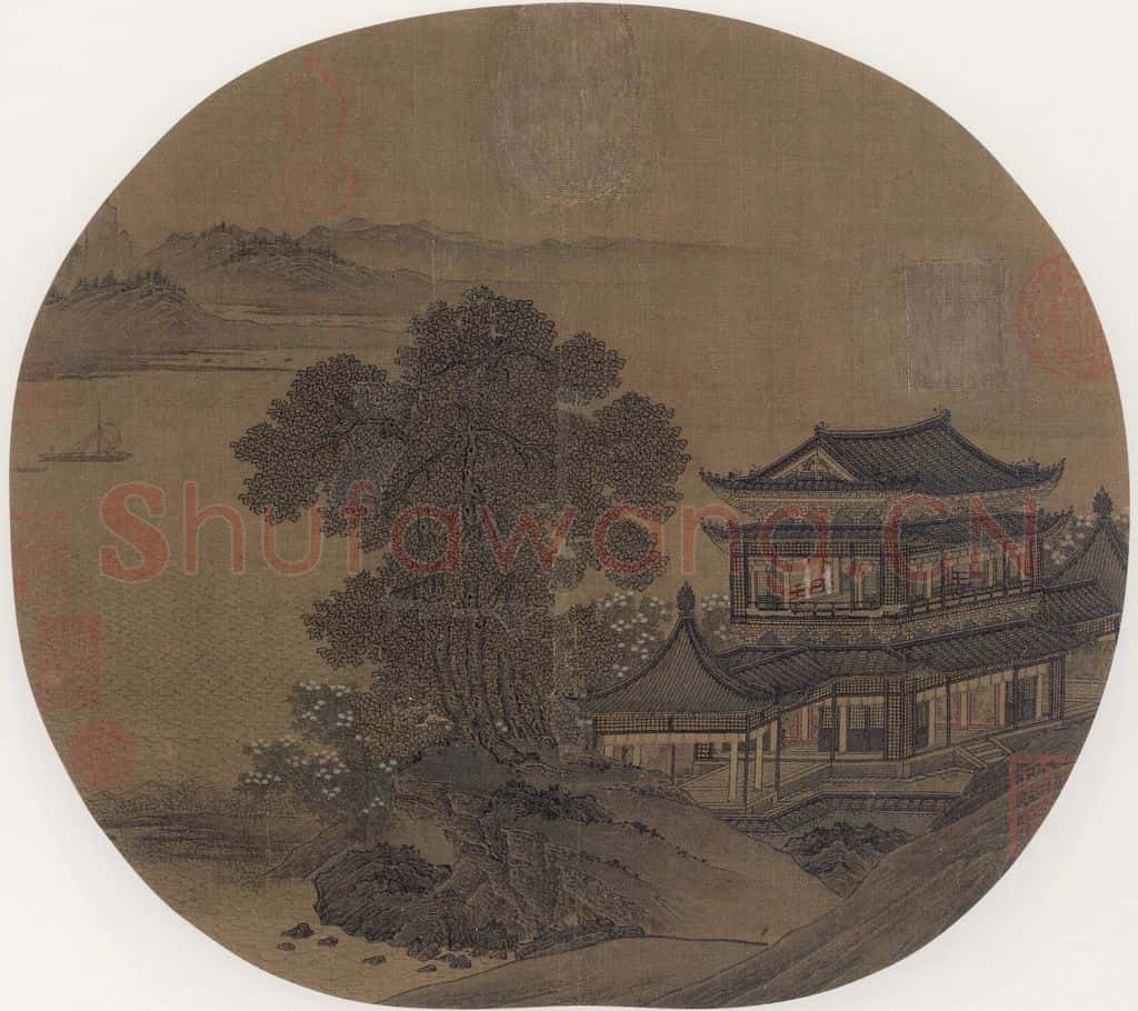 宋 佚名 层楼春眺 书画作品