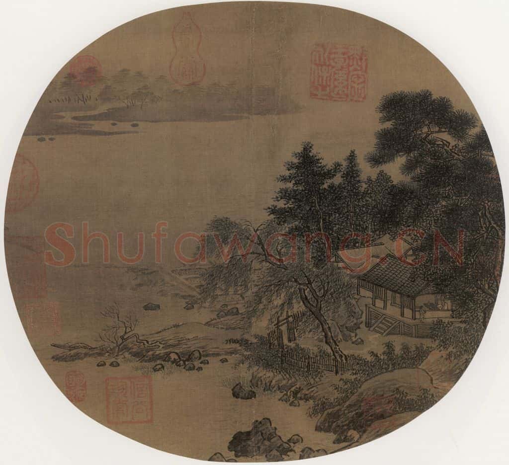 宋 佚名 柳堂读书 书画作品