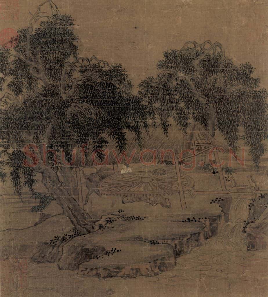 宋 佚名 柳荫云碓 书画作品
