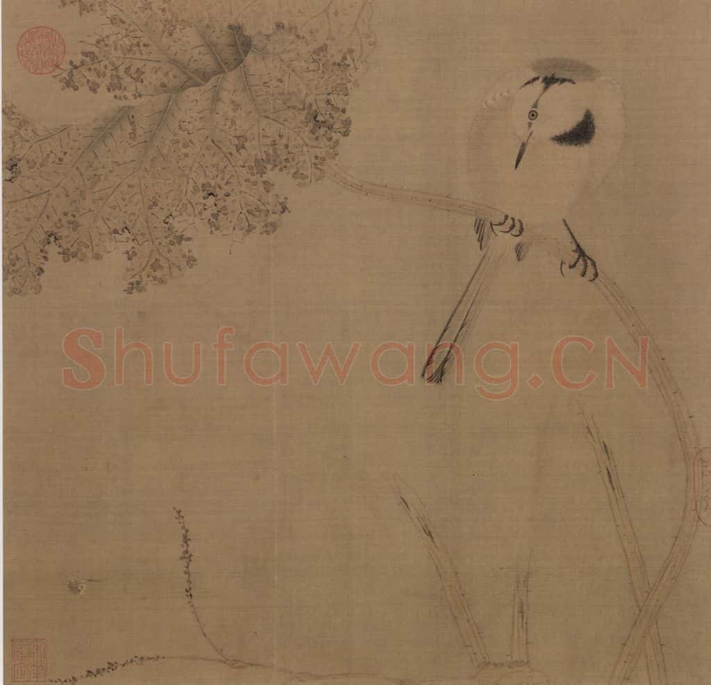 宋朝 佚名《鶺鴒荷叶图》书画作品