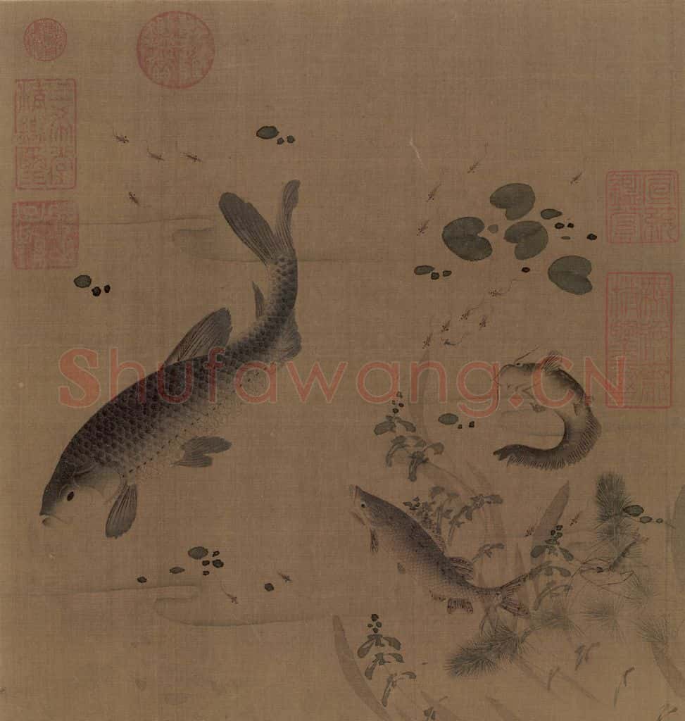 宋朝 佚名《春溪水族图》书画作品