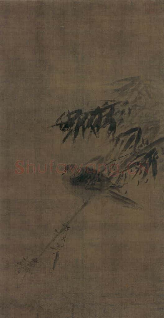 宋 牧溪《竹鸠图》书画作品