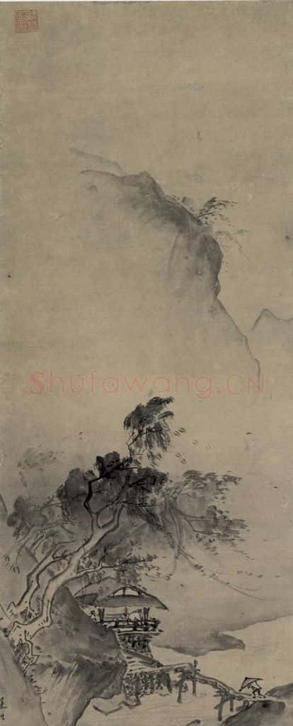 宋 夏珪《风雨山水图》书画作品