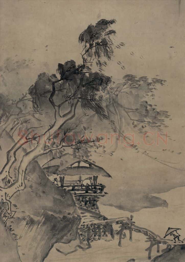 宋 夏珪《风雨山水图》书画作品