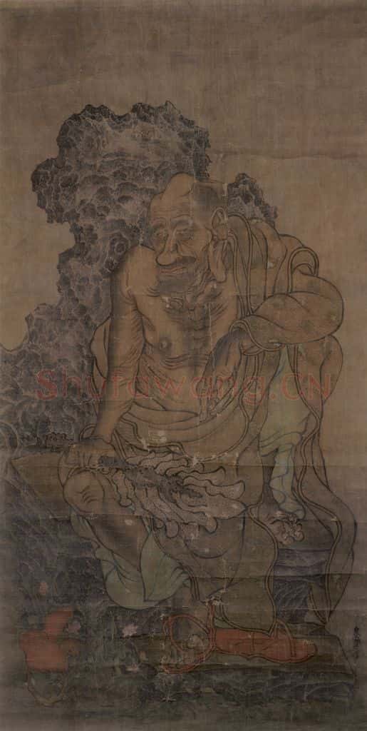 宋 佚名《第十一尊者-罗怙罗尊者图》书画作品