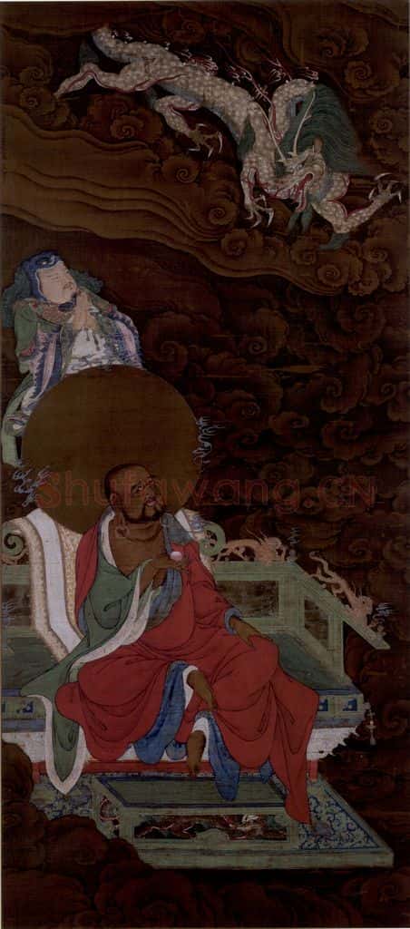 宋 陆信忠《十六罗汉图》书画作品
