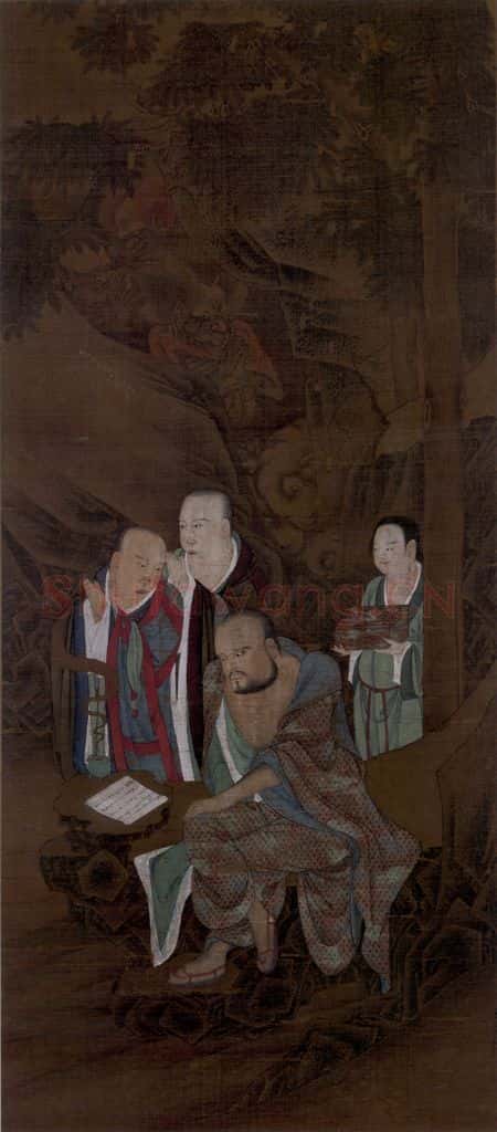 宋 陆信忠《第八尊者-伐闍弗多罗尊者图》书画作品