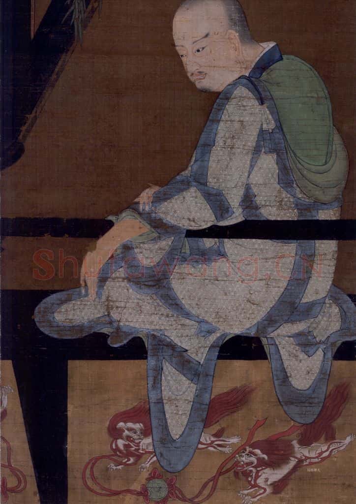 宋 陆信忠《第十尊者-半讬迦尊者图》书画作品