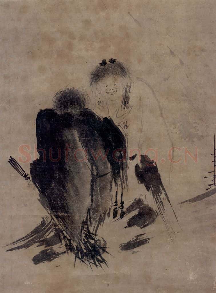 宋 马麟《寒山拾得图》书画作品